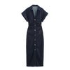 Getailleerde denim midi-jurk voor dames