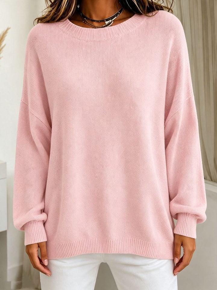 Ribgebreide trui met cashmere gevoel en afvallende schouders voor dames