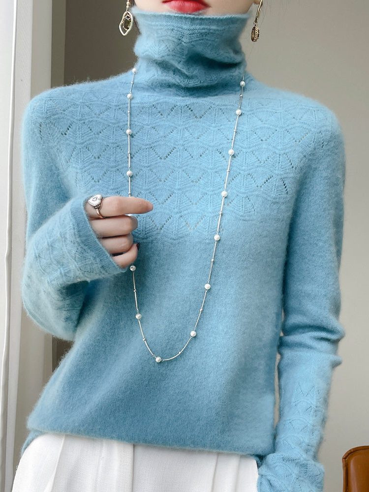 Cashmere coltrui met structuurbreisel voor dames