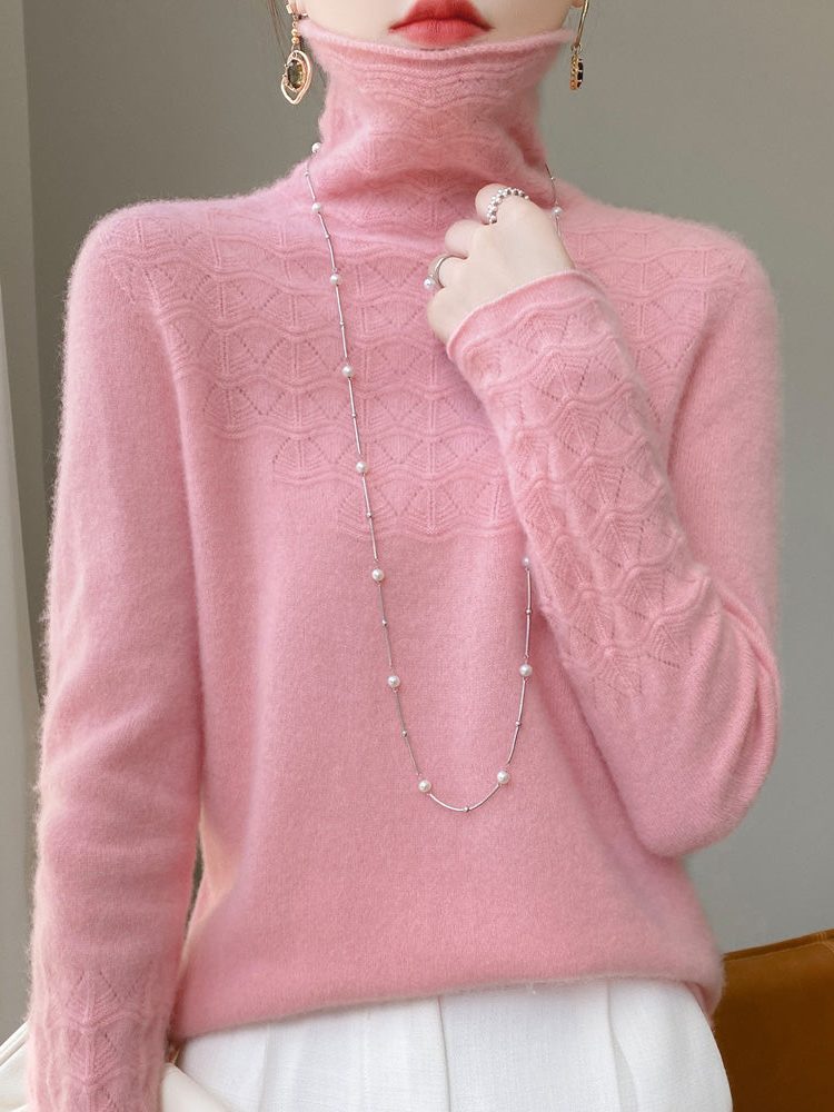 Cashmere coltrui met structuurbreisel voor dames