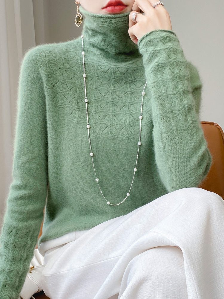 Cashmere coltrui met structuurbreisel voor dames