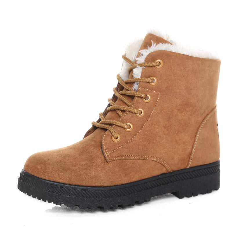 Hoge snowboots voor dames met veters en warme wolvoering