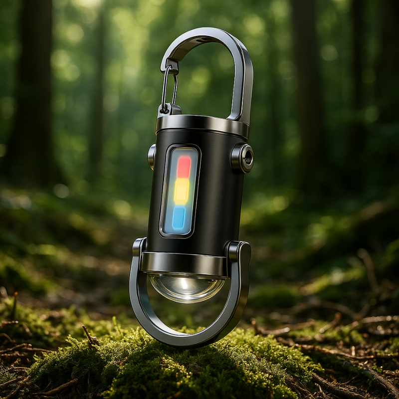 Compacte EDC-zaklamp met USB-C oplaadbare mini-led-sleutelhanger en meerkleurige stroboscoop
