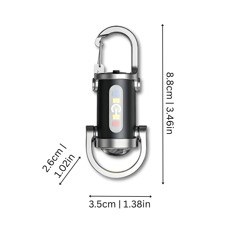 Compacte EDC-zaklamp met USB-C oplaadbare mini-led-sleutelhanger en meerkleurige stroboscoop