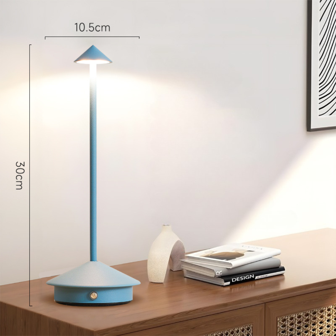Snoerloze tafellamp met oplaadbare batterij, draagbare LED-verlichting met conische kap