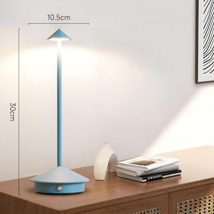 Snoerloze tafellamp met oplaadbare batterij, draagbare LED-verlichting met conische kap