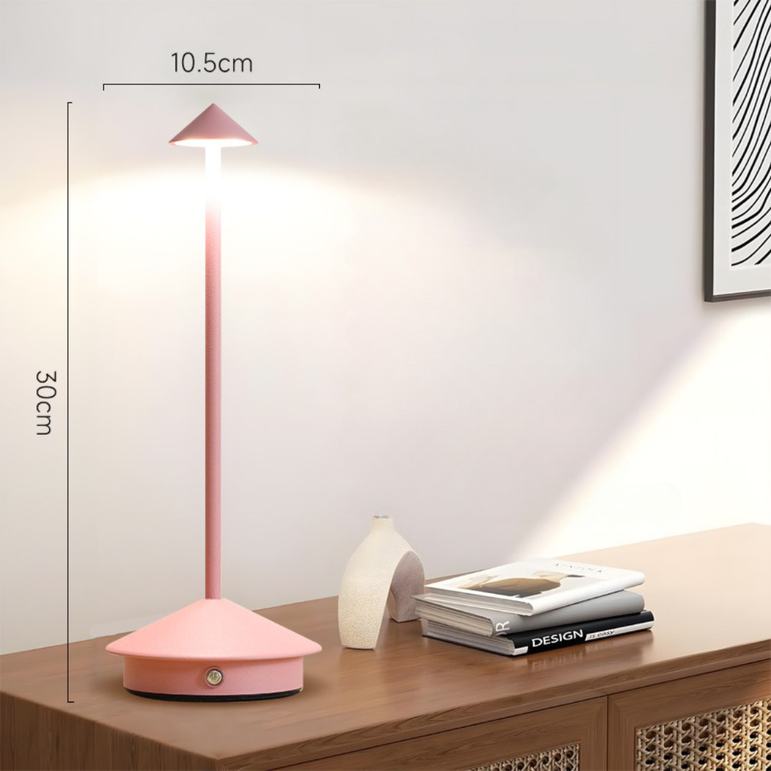 Snoerloze tafellamp met oplaadbare batterij, draagbare LED-verlichting met conische kap