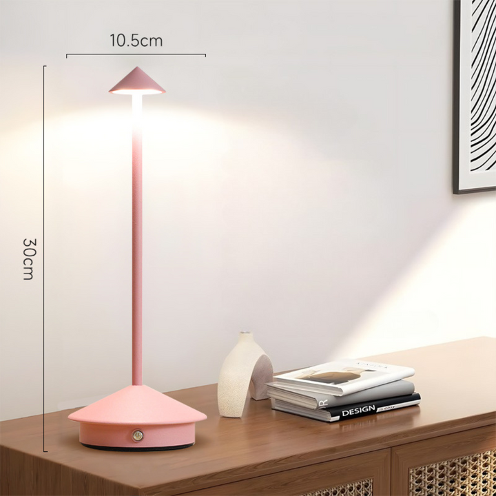 Snoerloze tafellamp met oplaadbare batterij, draagbare LED-verlichting met conische kap