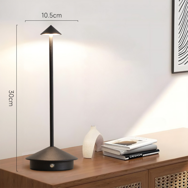 Snoerloze tafellamp met oplaadbare batterij, draagbare LED-verlichting met conische kap