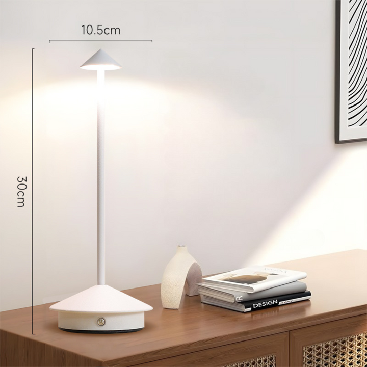 Snoerloze tafellamp met oplaadbare batterij, draagbare LED-verlichting met conische kap