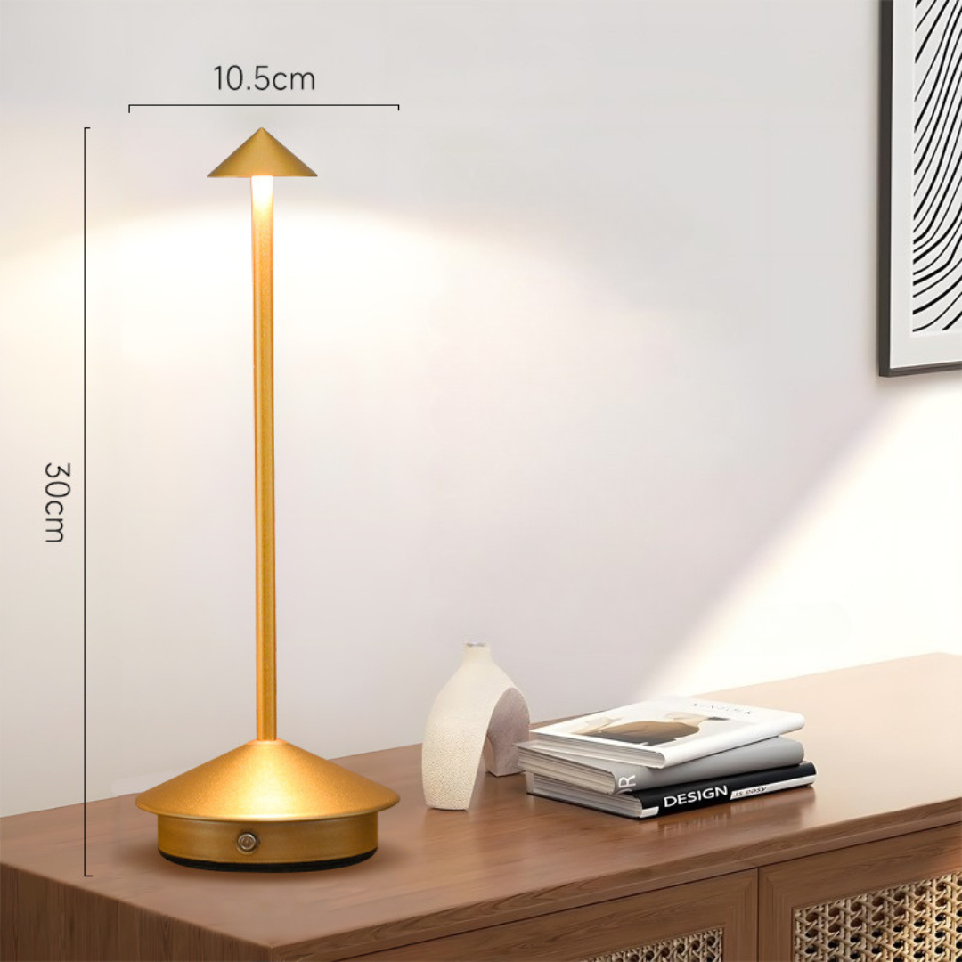 Snoerloze tafellamp met oplaadbare batterij, draagbare LED-verlichting met conische kap