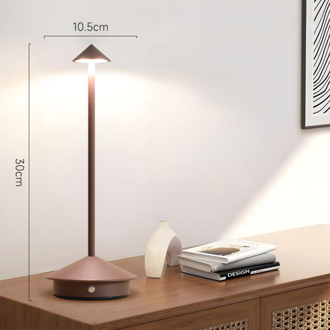 Snoerloze tafellamp met oplaadbare batterij, draagbare LED-verlichting met conische kap