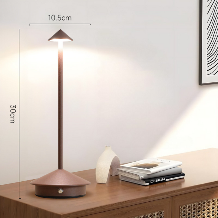 Snoerloze tafellamp met oplaadbare batterij, draagbare LED-verlichting met conische kap