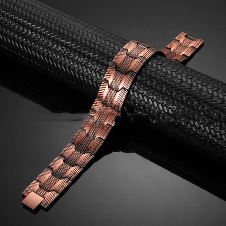Sleek And Stylish Red Copper Bracelet For Men Wide Magnetic Red Copper Bangle