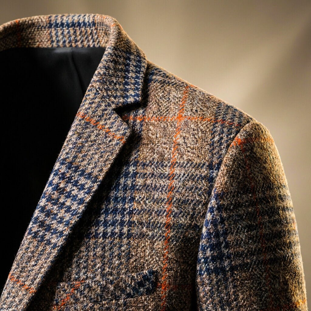 Heren Blazer Geruit Wolmix met Notch Revers