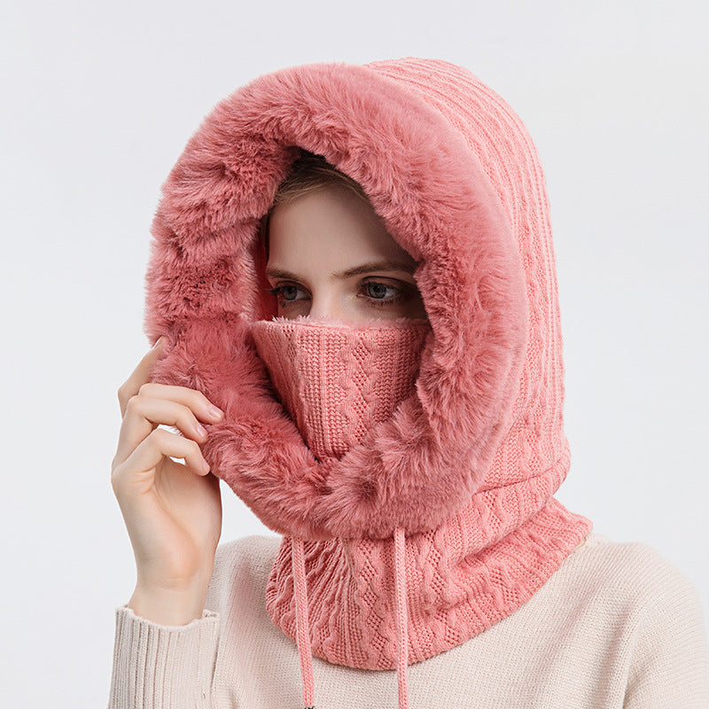 Pluche capuchonmuts met sjaal voor dames – warm en winddicht