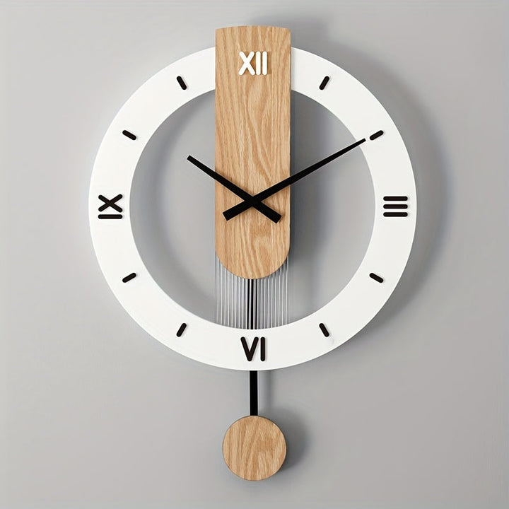 Creatieve Pendelklok in Hout en Acryl – Elegante en Stille Decoratie