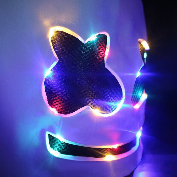 DJ-kostuum met LED-masker en oplichtende borstprint voor kinderen, discjockey
