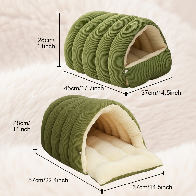 Hondenmand met zelfverwarmend kattenholontwerp, pluche fleece capuchon en raamvenster voor huisdieren