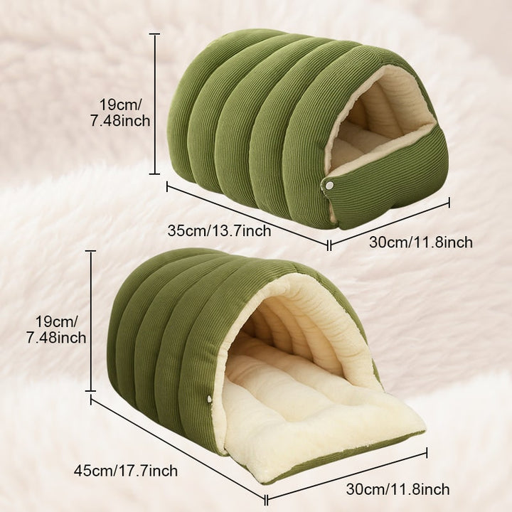 Hondenmand met zelfverwarmend kattenholontwerp, pluche fleece capuchon en raamvenster voor huisdieren