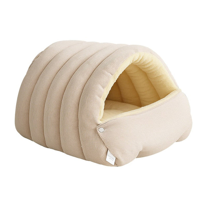 Hondenmand met zelfverwarmend kattenholontwerp, pluche fleece capuchon en raamvenster voor huisdieren