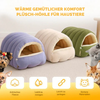 Hondenmand met zelfverwarmend kattenholontwerp, pluche fleece capuchon en raamvenster voor huisdieren