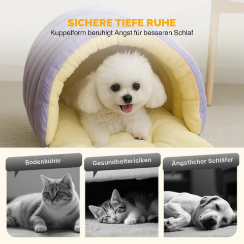 Hondenmand met zelfverwarmend kattenholontwerp, pluche fleece capuchon en raamvenster voor huisdieren