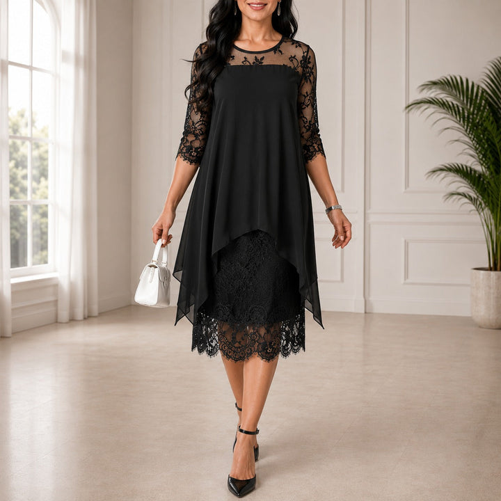Dorothee avondjurk in midilengte voor grote maten - elegante stijl