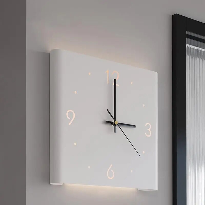 Vierkante Dubbelzijdige Wandklok | Verlicht Minimalistisch Design