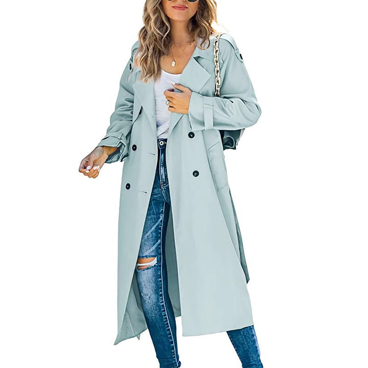 Klassieke Dames Trenchcoat met Dubbele Rij Knopen