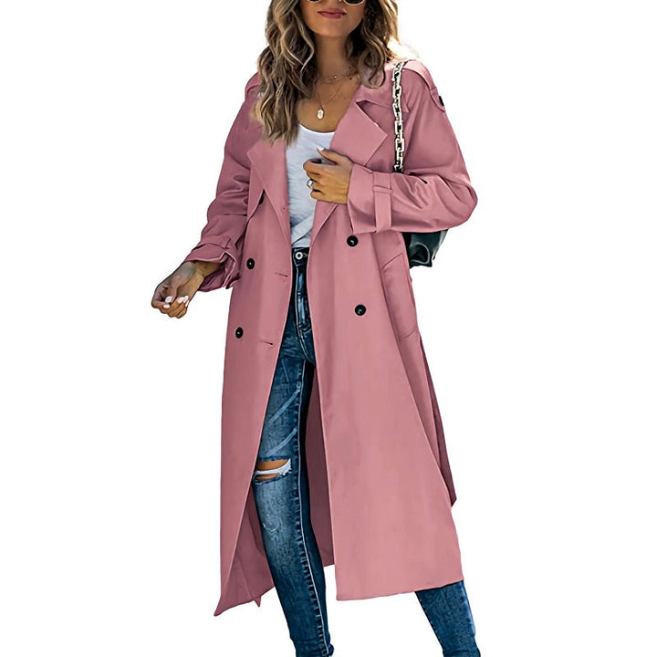 Klassieke Dames Trenchcoat met Dubbele Rij Knopen