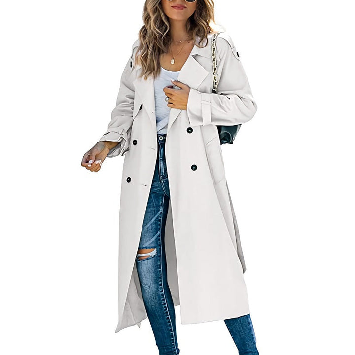 Klassieke Dames Trenchcoat met Dubbele Rij Knopen