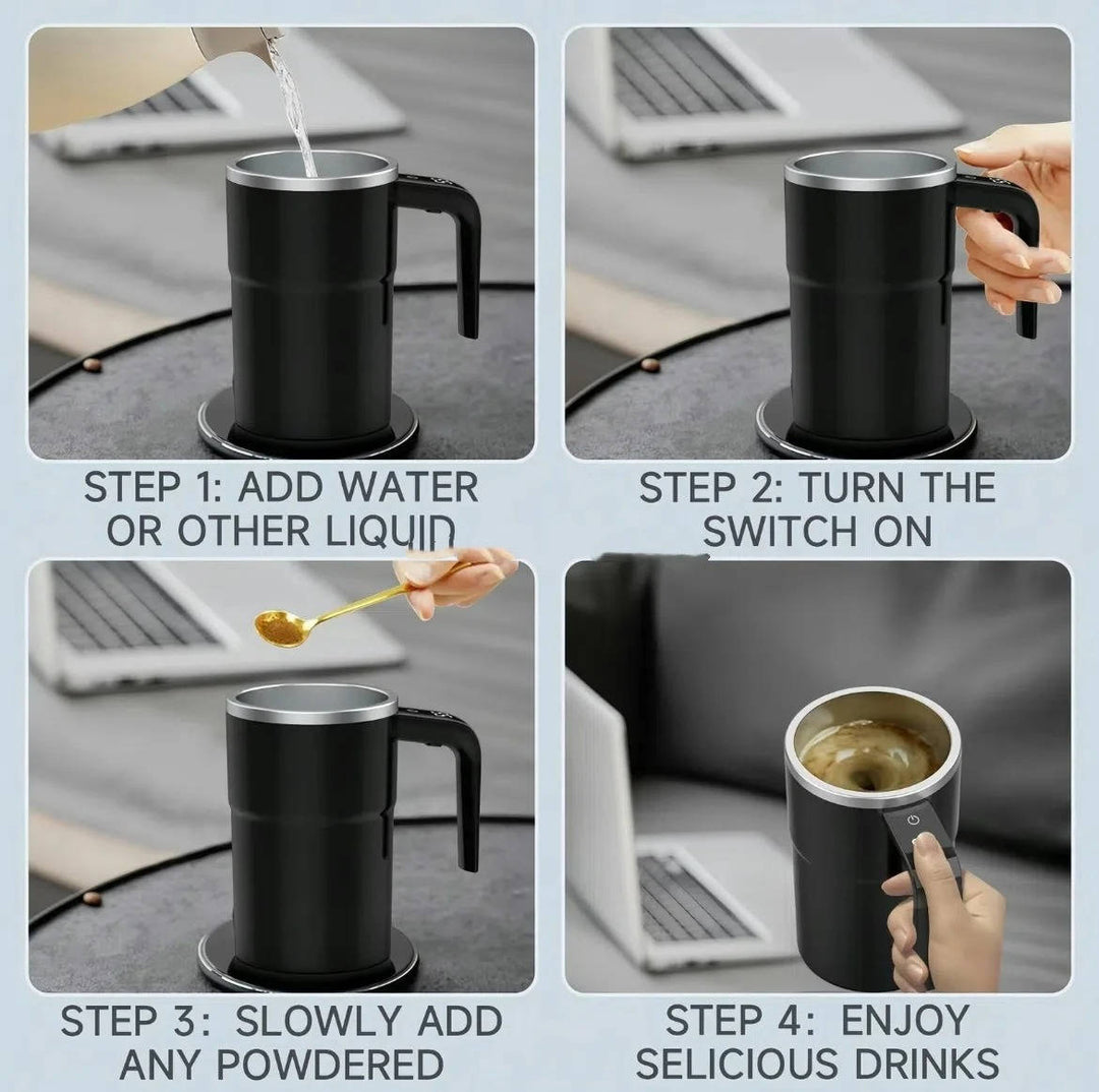 Zelfmengende verwarmde koffiebeker voor onderweg, USB-oplaadbaar