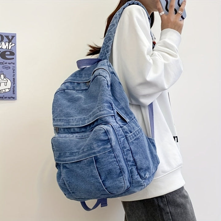 Casual Denim Rugzak – Trendy en Veelzijdige Reistas voor Mannen en Vrouwen