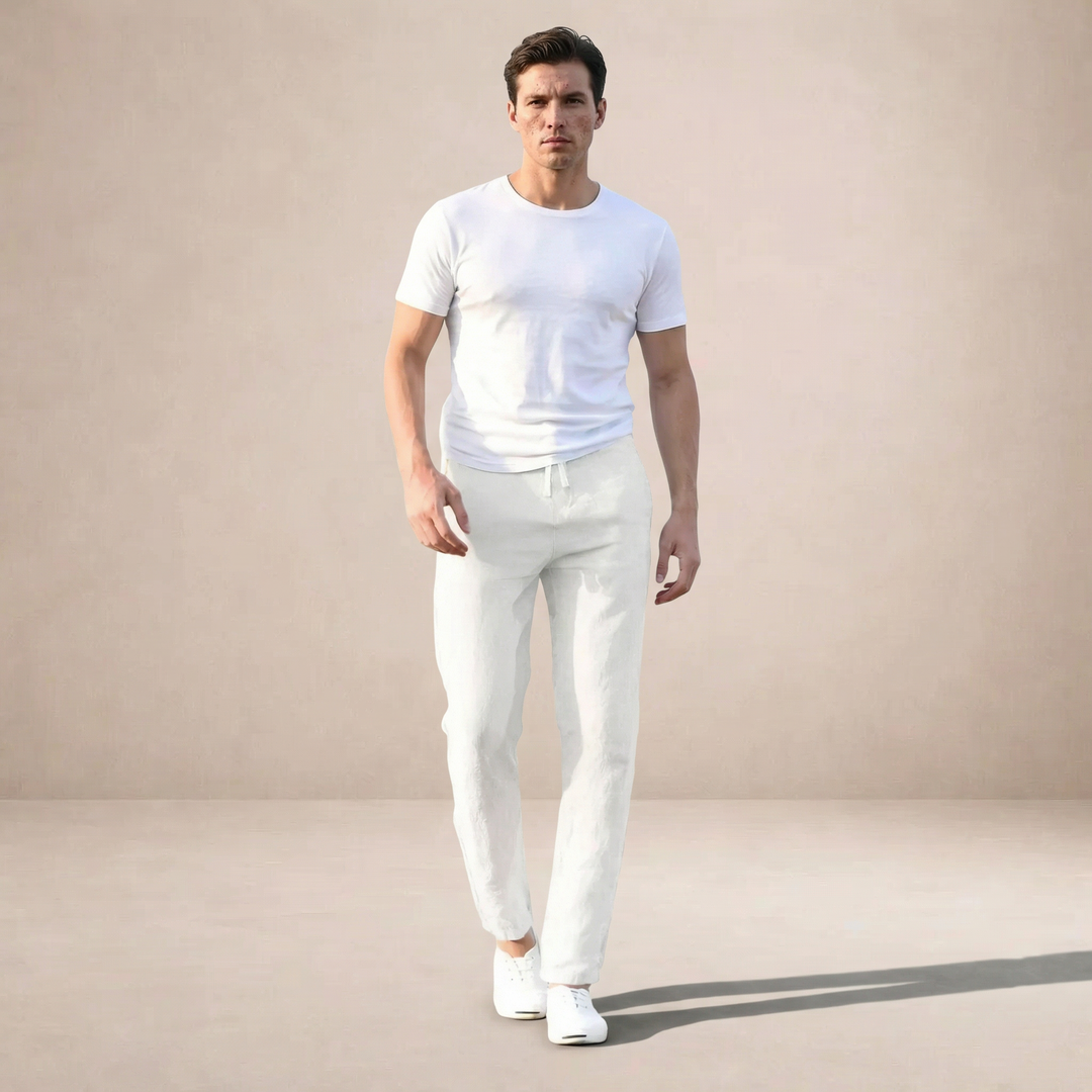 Linnen zomerbroek Heren Regular Fit Ademend materiaal Elastische taille — afbeelding 5