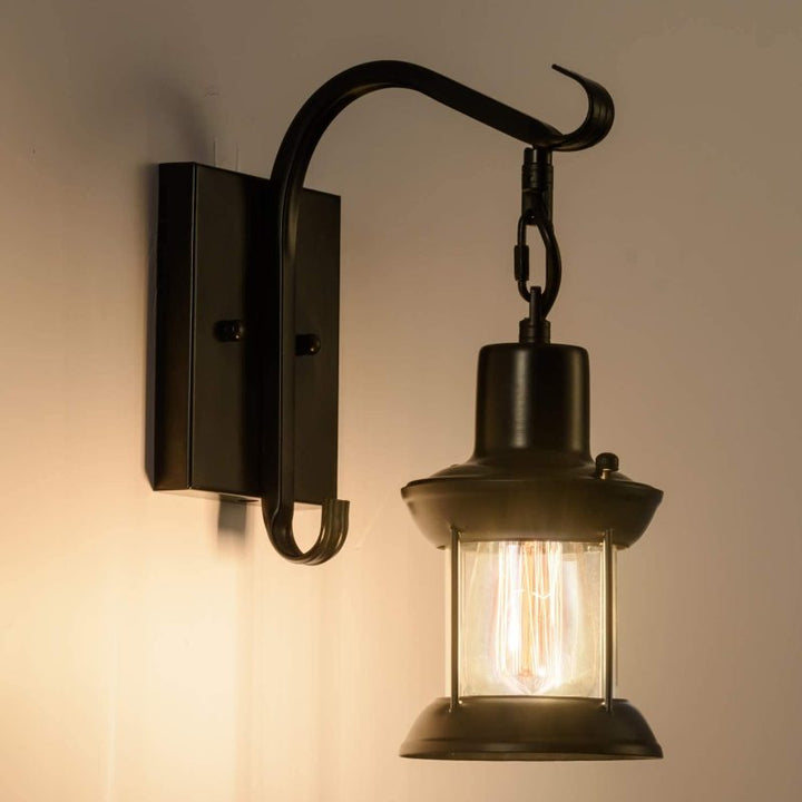 Silva Industriële Retro Wandlamp Zwart/Brons Binnen Metaal/Glas
