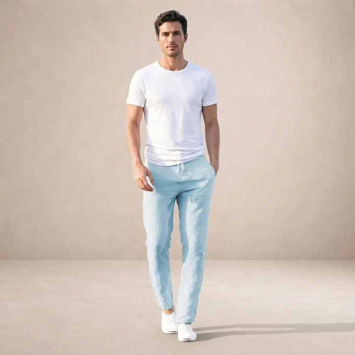 Linnen zomerbroek Heren Regular Fit Ademend materiaal Elastische taille — afbeelding 7