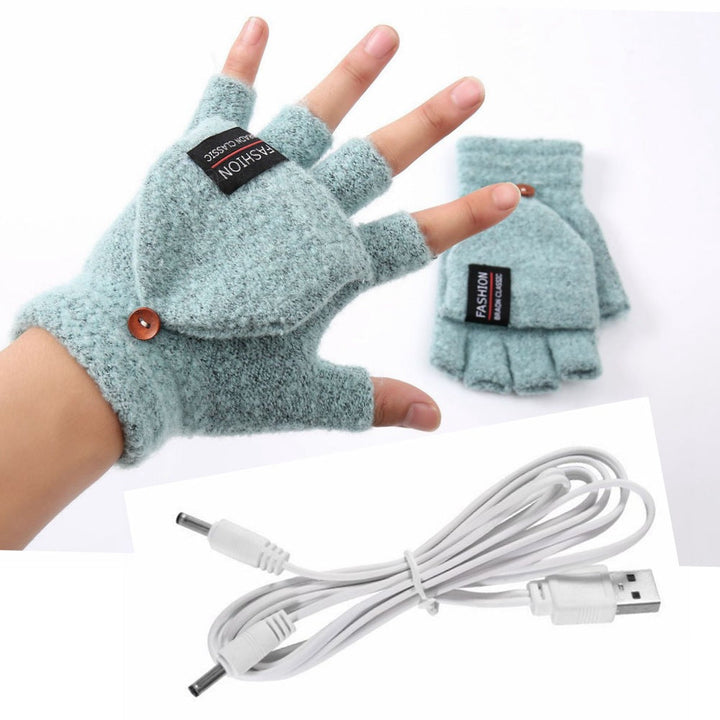 Vingerloze USB-handschoenen, aan twee kanten verwarmd