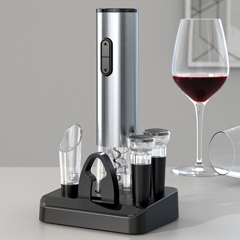 Elektrische wijnopener oplaadbaar set vacuümstoppers metalen foliesnijder automatische fles