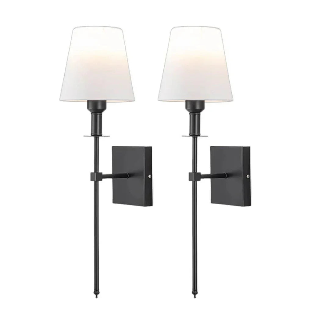 Elegant Rechargeable Wireless Wall Lamp 2 Pack with Remote, Metal and Cloth Finish, Suitable for Indoor and Outdoor Use
