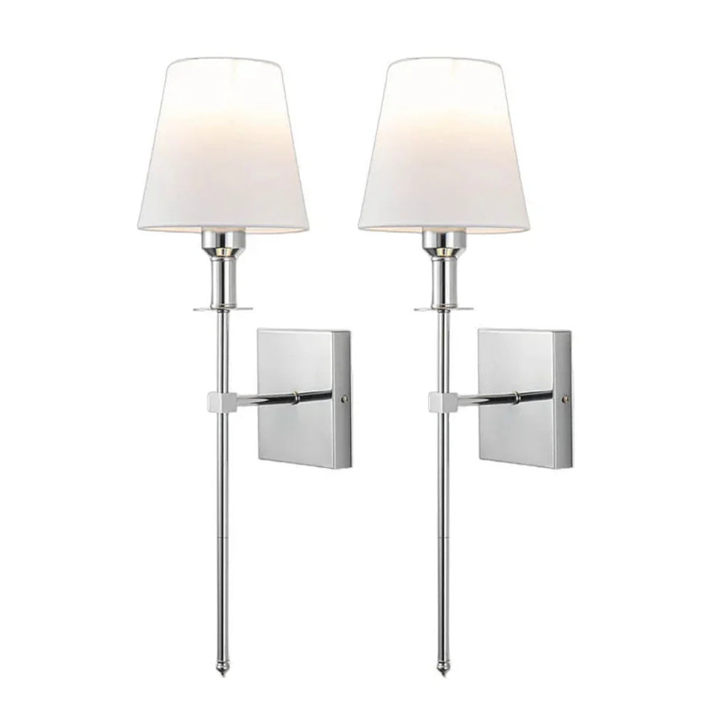 Elegant Rechargeable Wireless Wall Lamp 2 Pack with Remote, Metal and Cloth Finish, Suitable for Indoor and Outdoor Use
