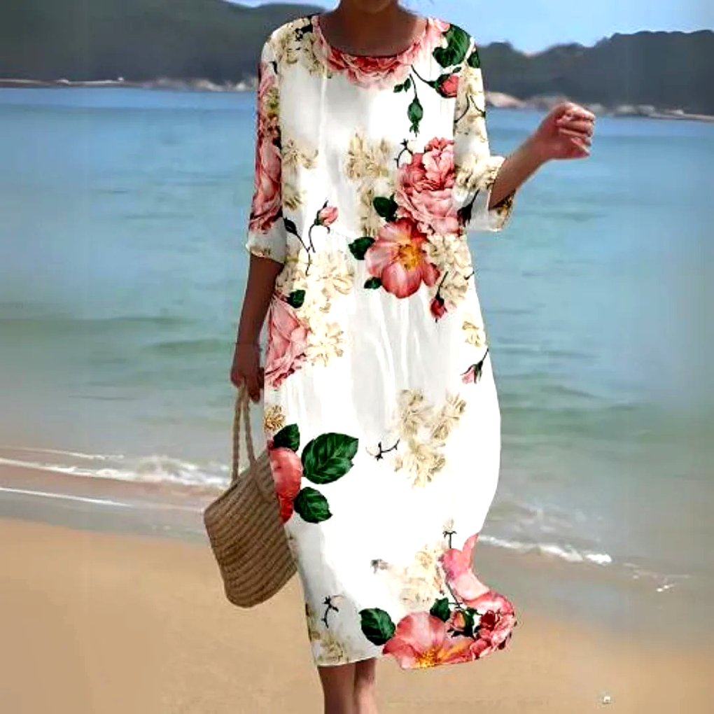 Soepele en lichte elegante midi-jurk voor dames