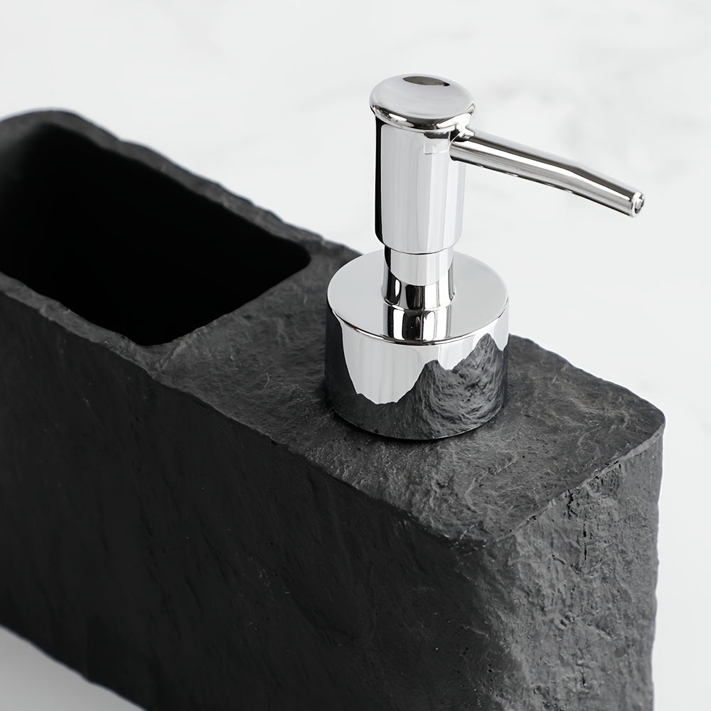 Zeepdispenser in Steenlook met Sponshouder – Elegant en Praktisch voor Keuken of Badkamer