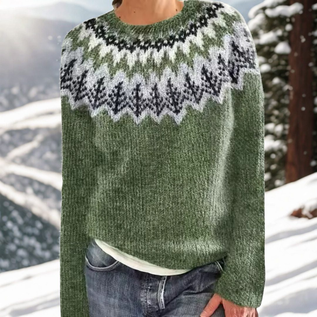 Wollen Fair Isle-trui met ronde hals voor dames