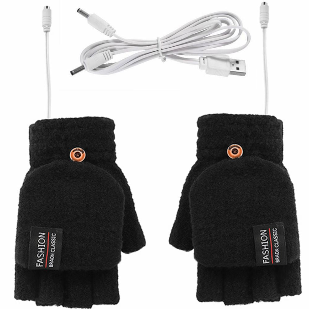 Vingerloze USB-handschoenen, aan twee kanten verwarmd