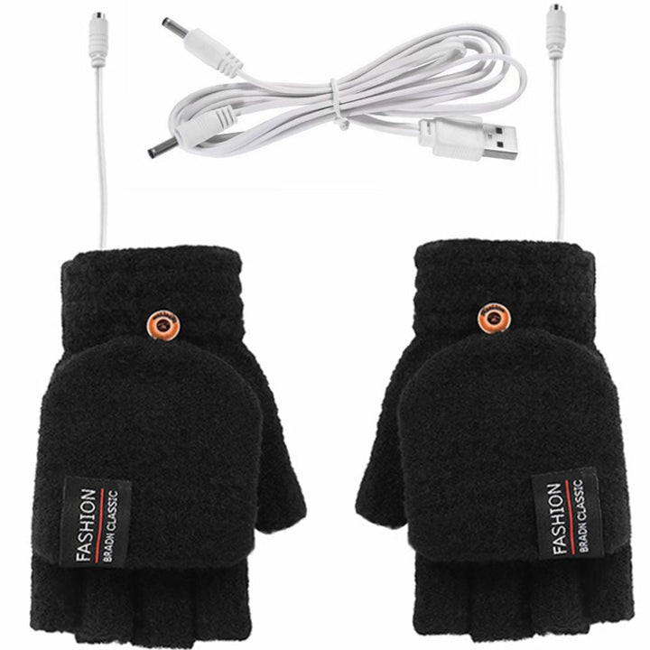Vingerloze USB-handschoenen, aan twee kanten verwarmd