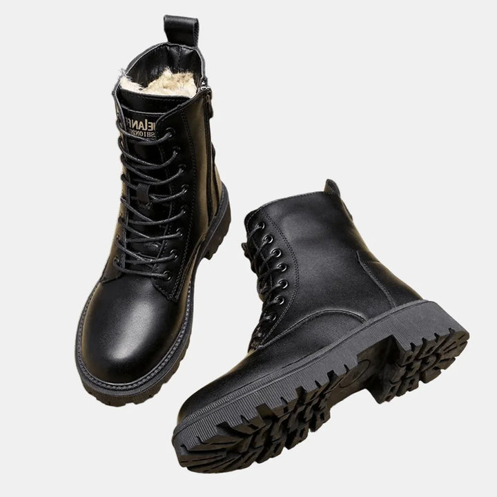 Gevoerde combat enkellaarsjes met fleece voering