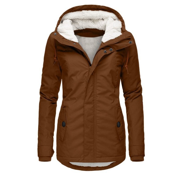 Parka met fleecevoering, capuchon en zakken voor dames