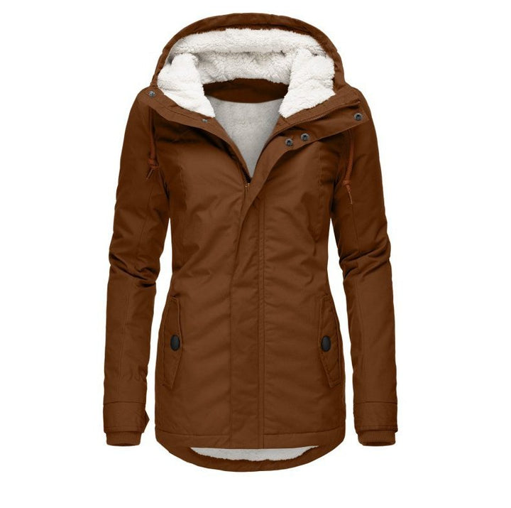 Parka met fleecevoering, capuchon en zakken voor dames
