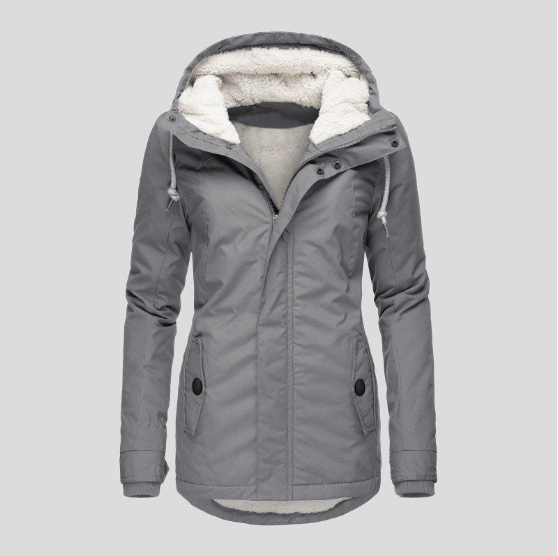 Parka met fleecevoering, capuchon en zakken voor dames